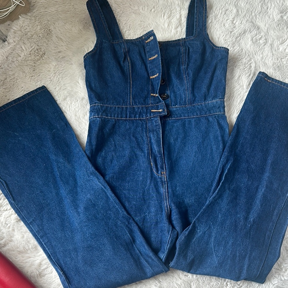**Honey Punch Blue Denim Overalls Classic Fit